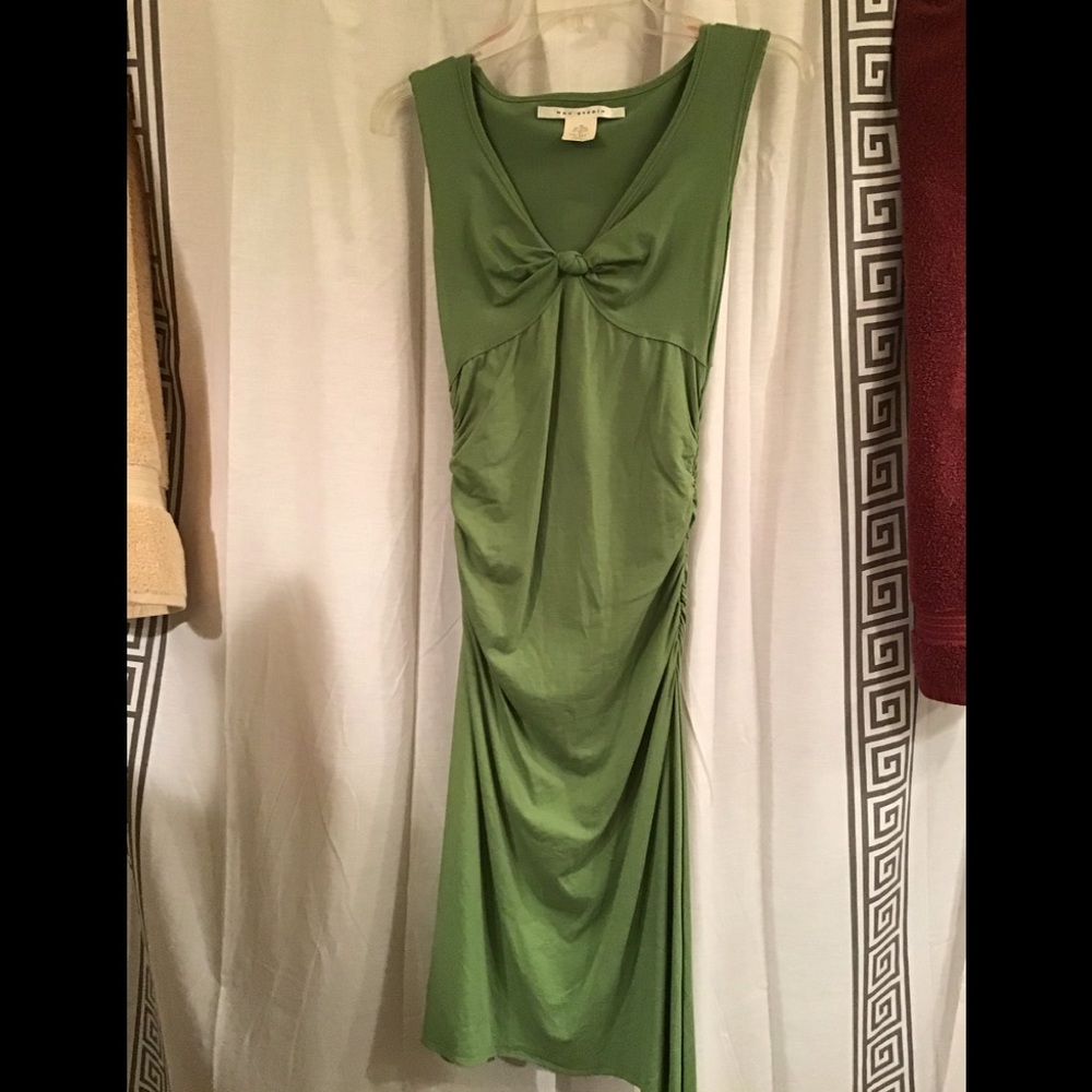 Max Studio Olive Green Ruched Maxi Dress